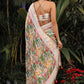 White Floral Digital Printed Georgette Saree