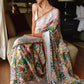 White Floral Digital Printed Georgette Saree