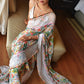 White Floral Digital Printed Georgette Saree