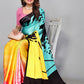 Soft Japan satin Multi saree with digital printed work