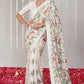 Blooming Threads White Georgette Digital Printed Saree