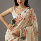 Ivory silk Chanderi saree with artistic prints, offering elegance and charm for special occasions.