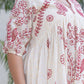 Floral Embroidered Puff Sleeve Empire Dress