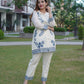 Luxury white grey cord set embellished with aari embroidery