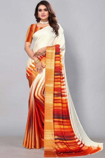 Soft Japan satin Multi saree with digital printed work