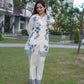 Modern white with grey cord set highlighted with aari work