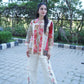 Modern pure cotton kurta with multi ethnic prints trouser.