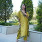 Modern satin kaftan style coord outfit with lace patchwork.