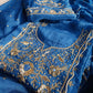 Organza handwork suit paired with matching dupatta featuring fine craftsmanship.