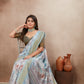 Pastel light blue cotton silk saree, blending comfort and style for versatile wear.