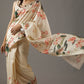 Ivory Silk Chanderi Printed Saree Set