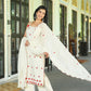 Elegant fully embroidered rose-toned suit with intricate threadwork and matching dupatta