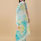 Elegant abstract print saree featuring a scalloped border, designed for contemporary elegance and perfect for special events, by RedRuby Fashion.