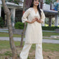 Stylish off-white silver striped Chanderi kurta set for festive wear