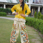 Trendy yellow co-ord outfit with fringe design