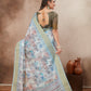 Light Blue Cotton Silk Saree