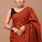 Soft and chic Printed Pure Cotton Mulmul Saree with a matching blouse for a complete look.