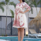 Floral Embroidered Puff Sleeve Empire Dress