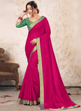 Vichitra Magenta Color Saree With Blouse