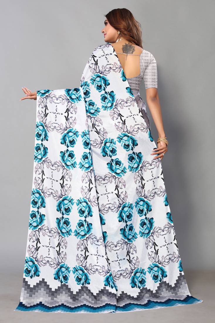 Women Geometric Print Chiffon Saree