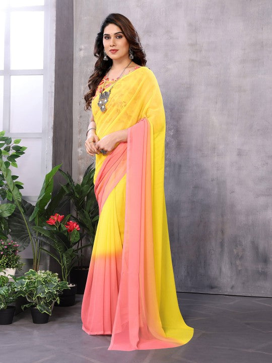 Ombre Pure Georgette Ready to Wear Leheriya Saree