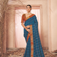 Teal & Gold Bandhani Printed Zari Saree