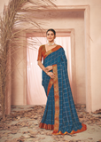 Teal & Gold Bandhani Printed Zari Saree