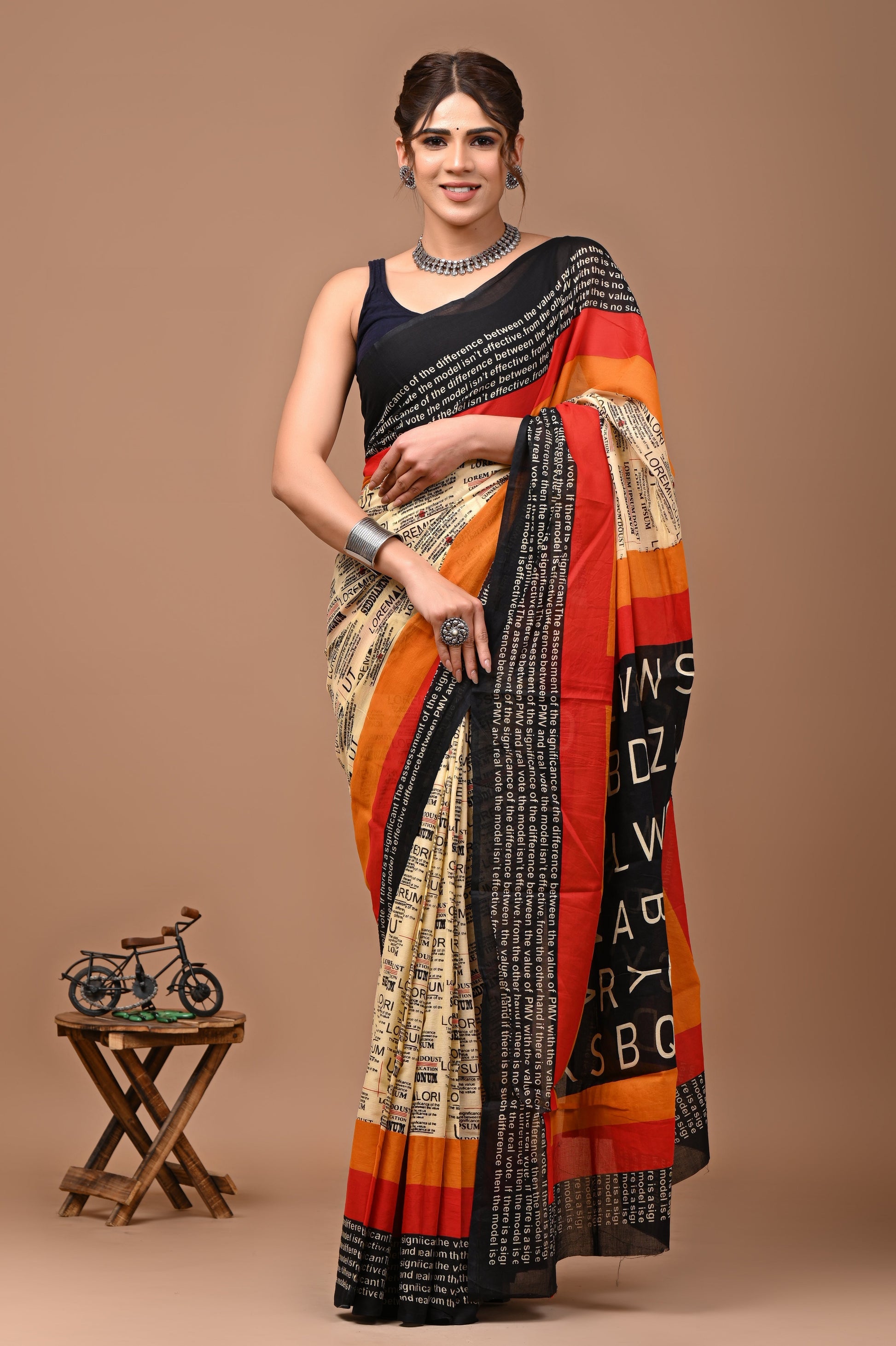 Elegant Printed Pure Cotton Mulmul Saree with blouse, perfect for everyday wear and festive occasions.