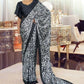 Elegant pure crepe saree with abstract print
