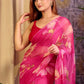 Red Ruby Organza Silk Saree styled for festive celebrations